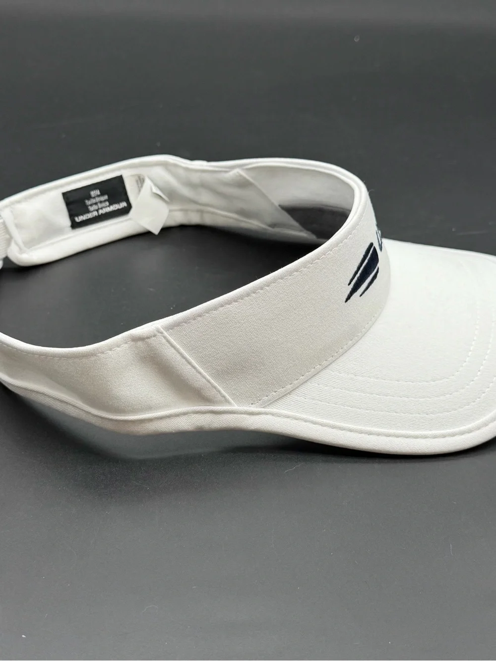 US Open Tennis Women Under Armour White Visor Hat Navy Blue Embroidered Logo